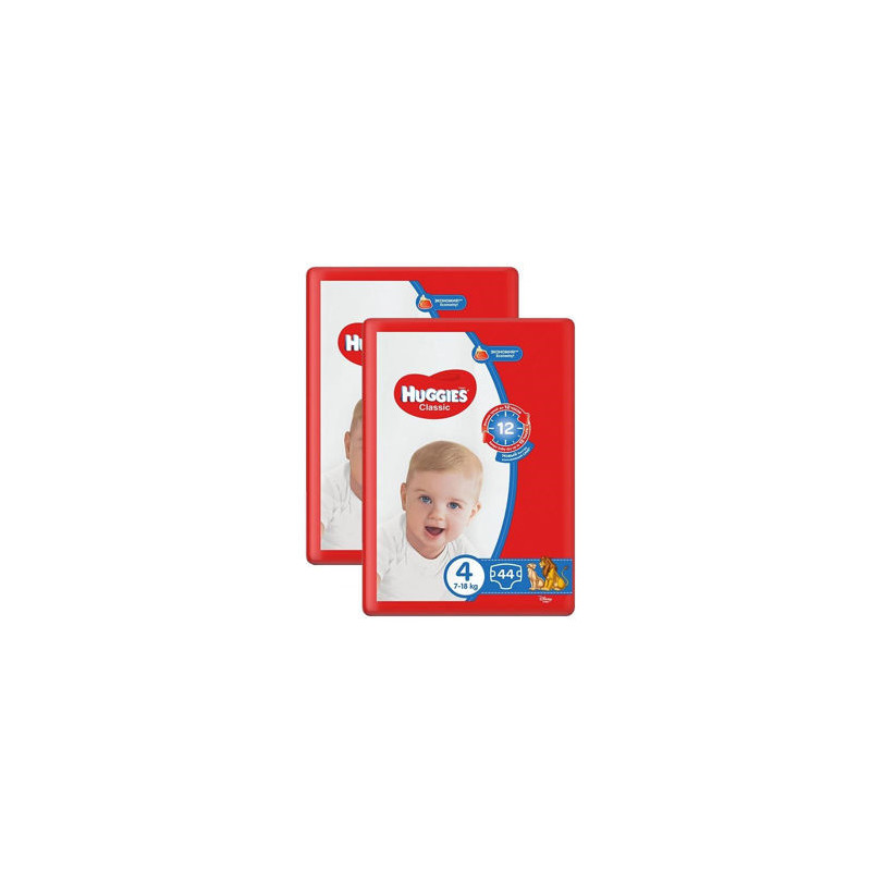 1 Set 2 pachete scutece Huggies Classic Jumbo 4 (7-18 kg), 44 buc