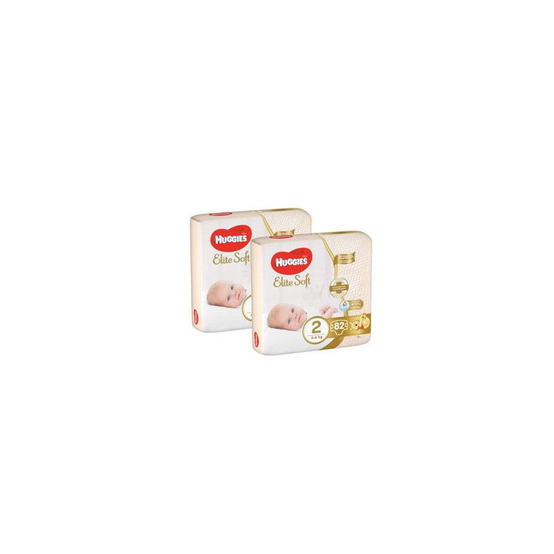 1 Set 2 pachete scutece Huggies Elite Soft Mega 2 (4-6 kg), 82 buc