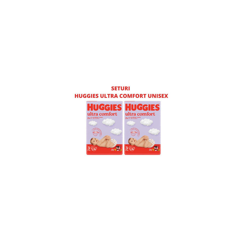1 Set 2 pachete scutece Huggies Ultra Comfort Mega 3 Unisex (5-9 kg), 78 buc