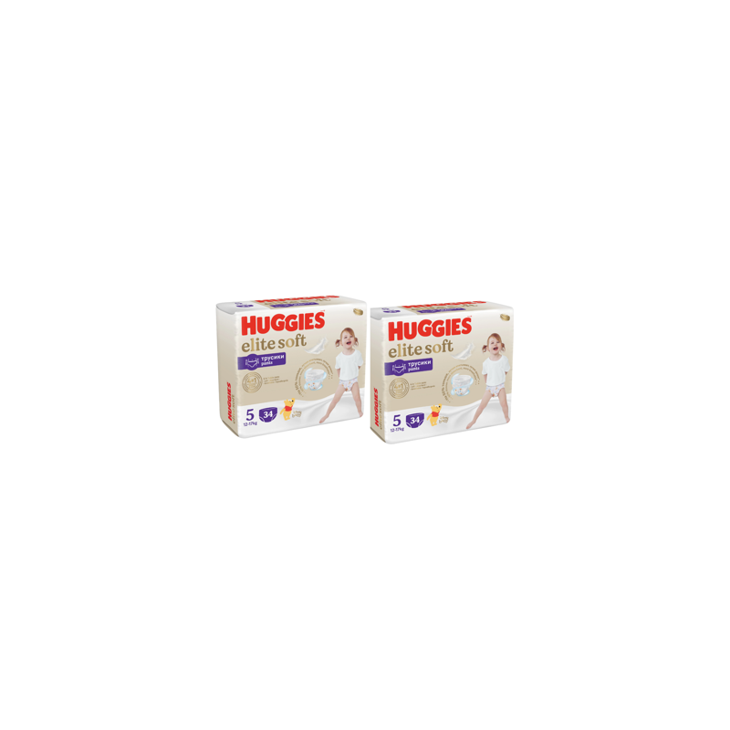 1 Set 2 pachete scutece-chiloțel Huggies Elite Soft Pants Mega 5 (12-17 kg), 34 buc