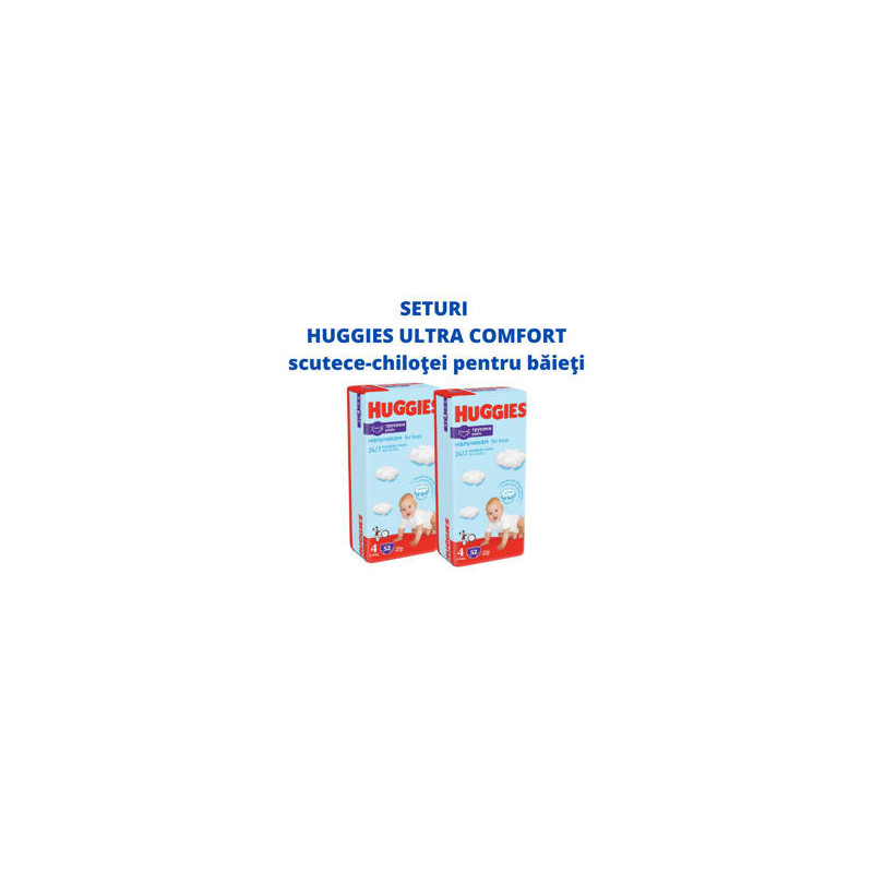 1 Set 2 pachete scutece-chiloţel Huggies pentru băieţel 4 (9-14 kg), 2x52 buc.