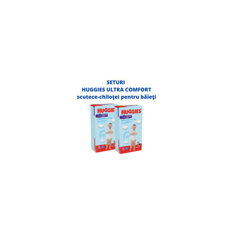 1 Set 2 pachete scutece-chiloţel Huggies pentru băieţel 5 (13-17 kg), 2x48 buc.