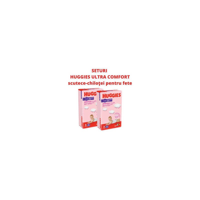 1 Set 2 pachete scutece-chiloţel Huggies pentru fetiţă 3 (7-11 kg), 2x58 buc.