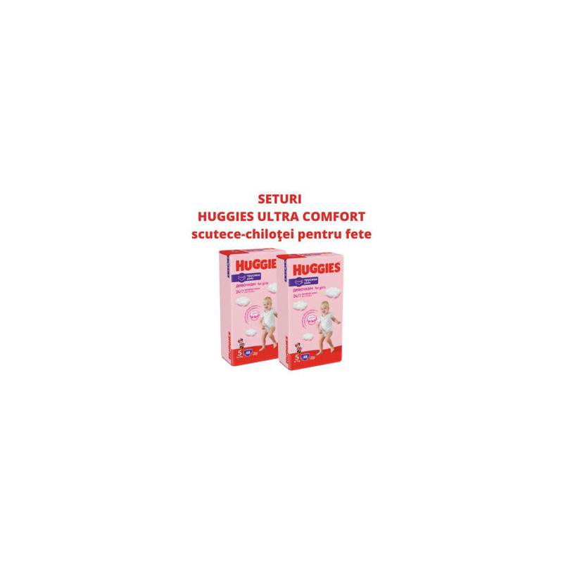 1 Set 2 pachete scutece-chiloţel Huggies pentru fetiţă 5 (13-17 kg), 2x48 buc.