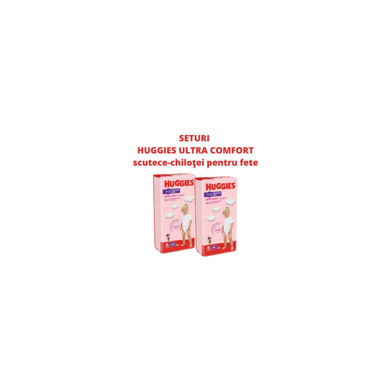 1 Set 2 pachete scutece-chiloţel Huggies pentru fetiţă 6 (16-22 kg), 2x44 buc.