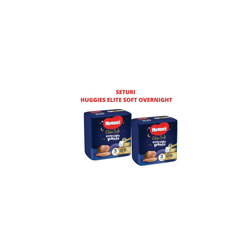 1 Set 2 pachete scutece-chiloțel, de noapte, Elite Soft Overnights 3 (6-11 kg), 23 buc