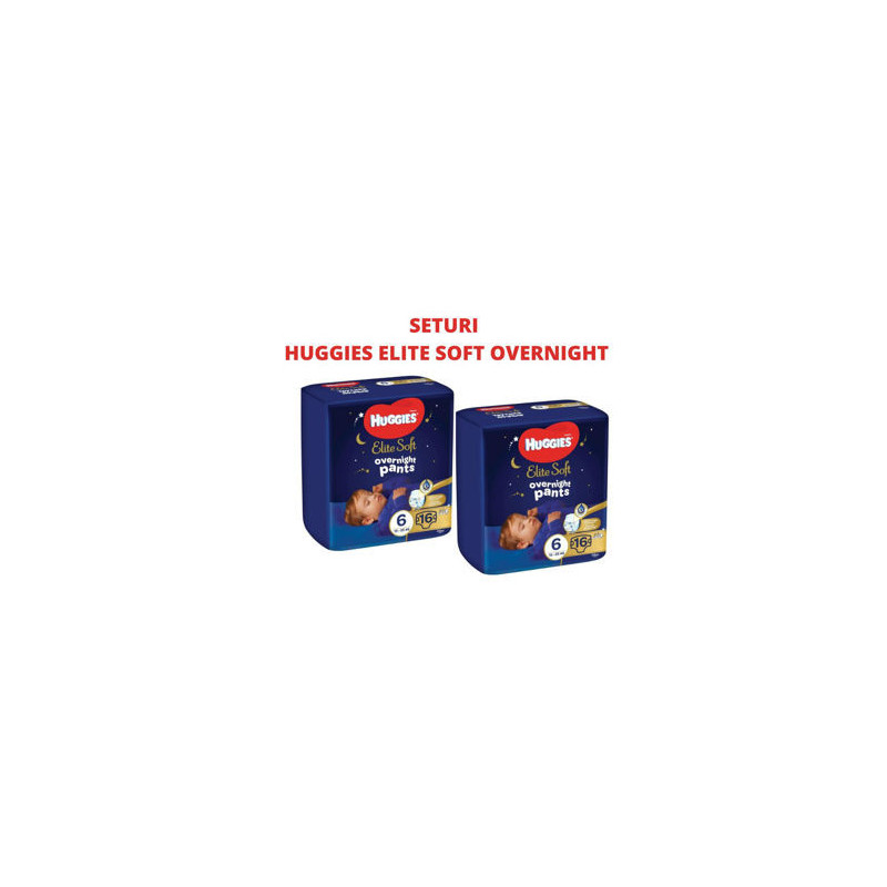1 Set 2 pachete scutece-chiloțel, de noapte, Elite Soft Overnights 6 (15-25 kg), 16 buc
