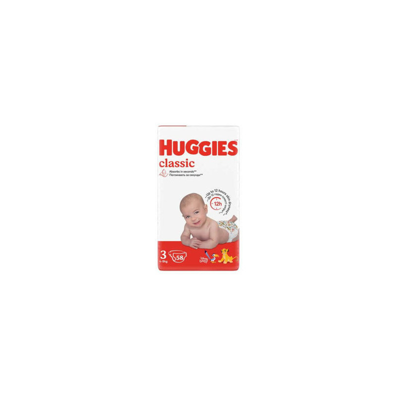 Scutece Huggies Classic 3 (4-9 kg), 58 buc.