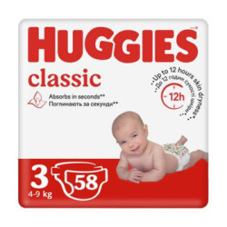 Scutece Huggies Classic 3 (4-9 kg), 58 buc.