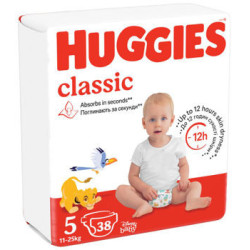 Scutece Huggies Classic Jumbo 5 (11-25 kg), 38 buc