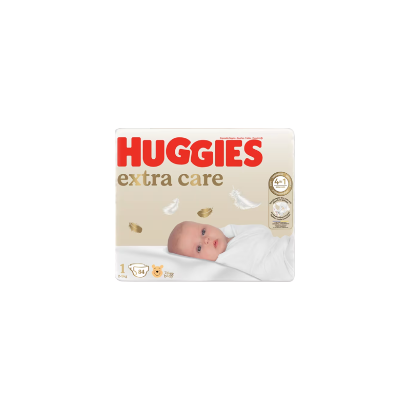 Scutece Huggies Extra Care Mega 1 (2-5 kg), 84 buc