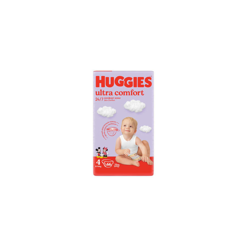 Scutece unisex Huggies Ultra Comfort Mega 4 (8-14 kg), 66 buc