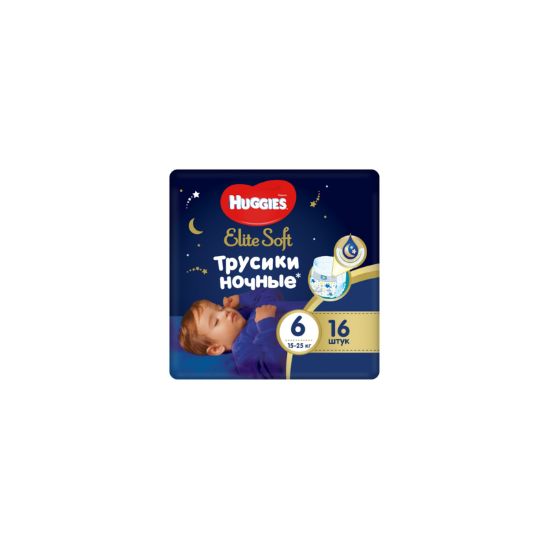 Scutece-chiloţel Huggies Elite Soft Overnights 6 (15-25 kg), 16 buc.