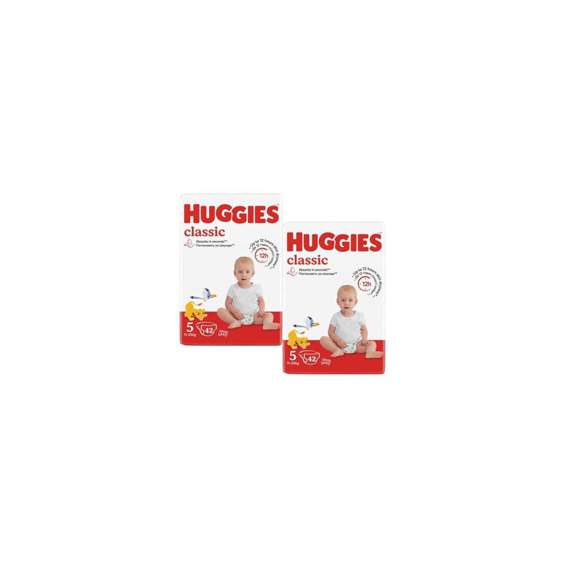 SET 2 BUC. x Huggies Classic Jumbo 5 (11-25 kg) 42 buc.