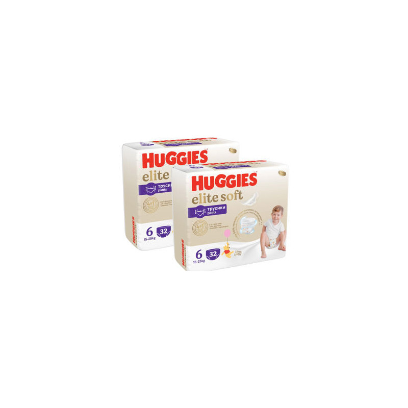 1 Set 2 pachete scutece-chiloțel Huggies Elite Soft Pants Mega 6 (15-25 kg), 32 buc