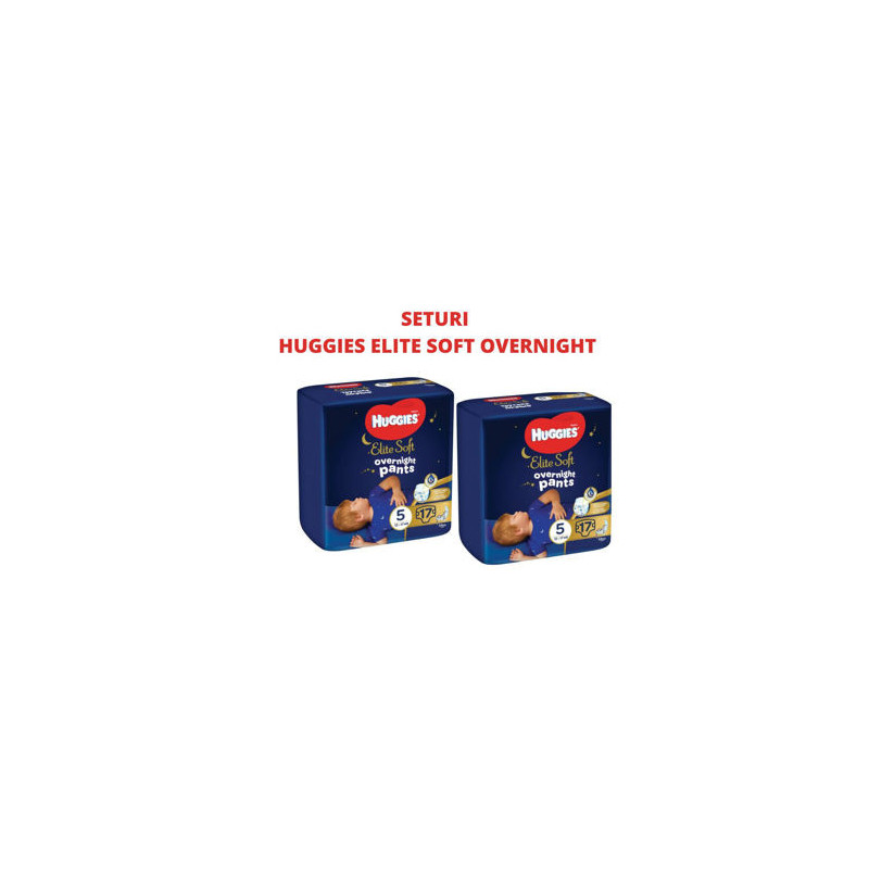 1 Set 2 pachete scutece-chiloțel, de noapte, Elite Soft Overnights 5 (12-17 kg), 17 buc