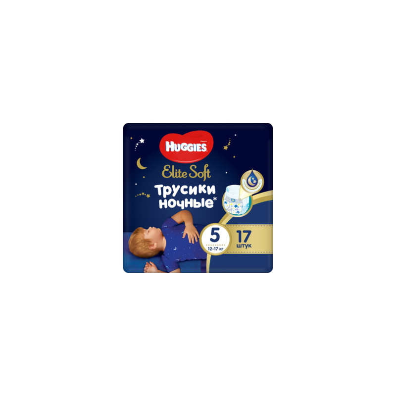 Scutece-chiloţel Huggies Elite Soft Overnights 5 (12-17 kg), 17 buc.