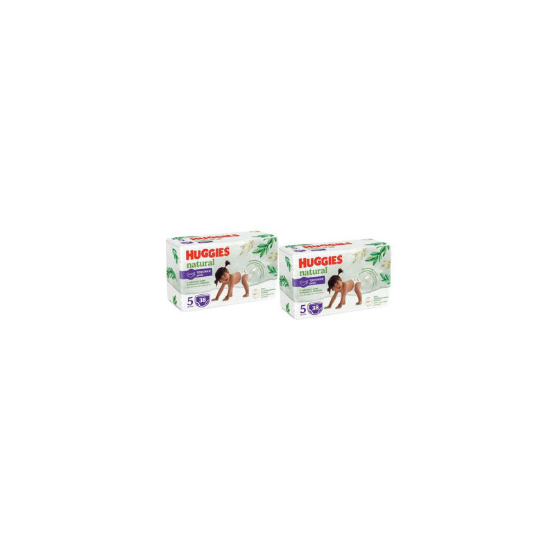 SET 2 BUC. x Huggies Natural Pants Mega 5 (12-17 kg) 38 buc.