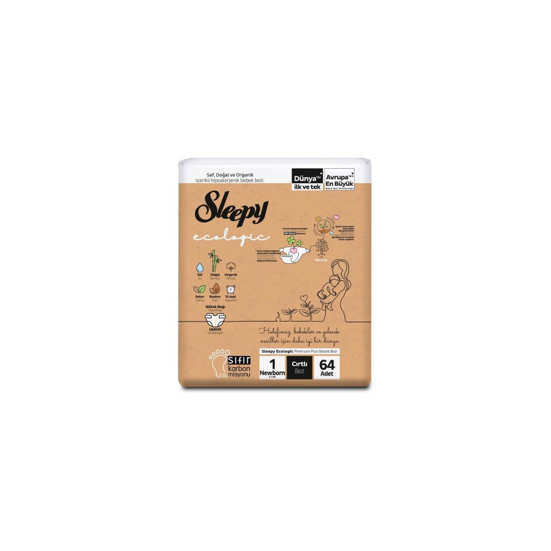 SCUTECE SLEEPY ECOLOGIC DOUBLE MARIME 1 NEWBORN , 2-5KG, 64 BUCATI