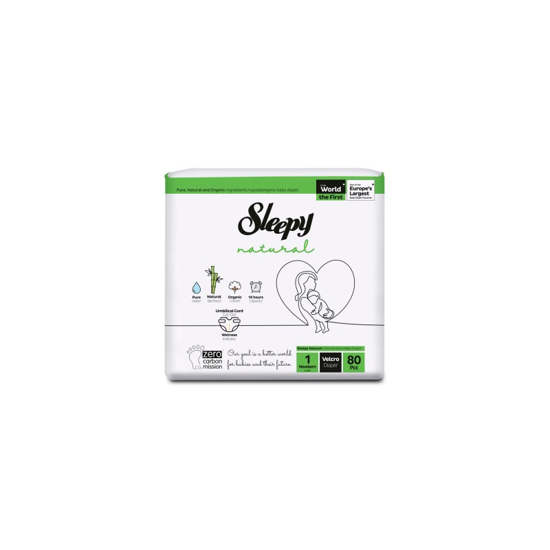 SCUTECE SLEEPY NATURAL ULTRA SENSITIVE DOUBLE MARIME 1 NEWBORN , 2-5KG, 80 BUCATI