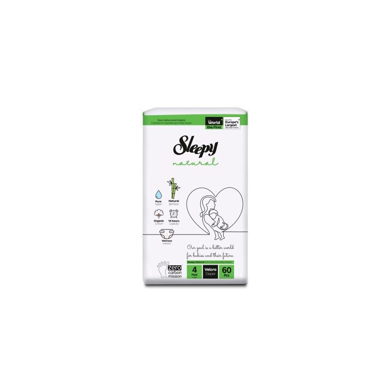 SCUTECE SLEEPY NATURAL ULTRA SENSITIVE DOUBLE MARIME 4 MAXI , 7-14KG, 60 BUCATI