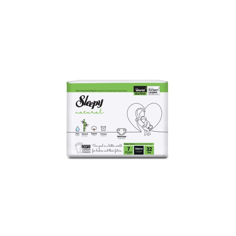 SCUTECE SLEEPY NATURAL ULTRA SENSITIVE DOUBLE MARIME 7 XXLARGE , 20-30KG, 32 BUCATI