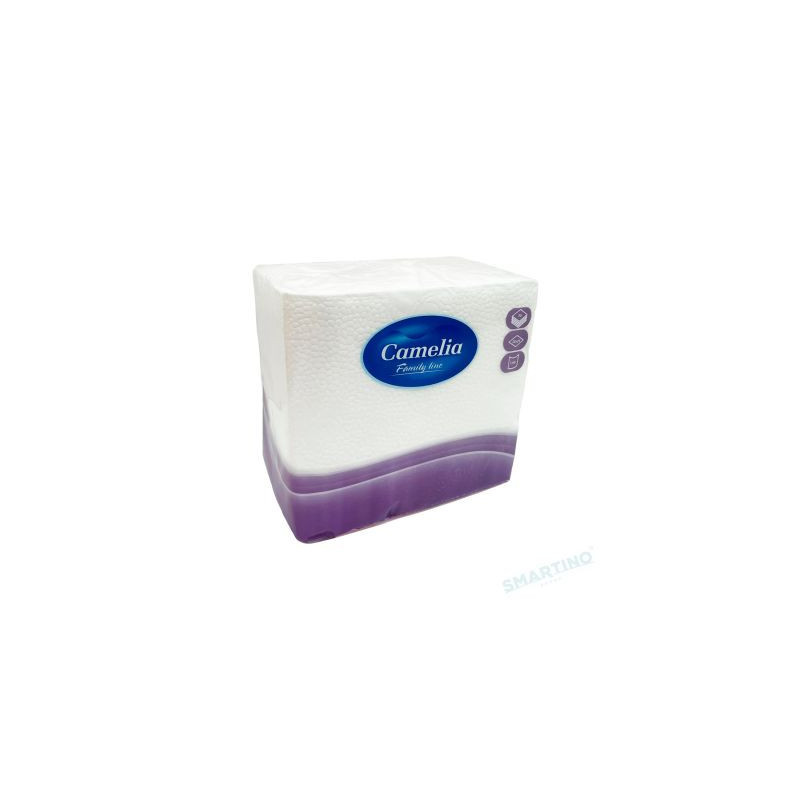 SERVETELE DE MASA CAMELIA 25X25 CM ALBE, 1 STRAT, 70 BUC