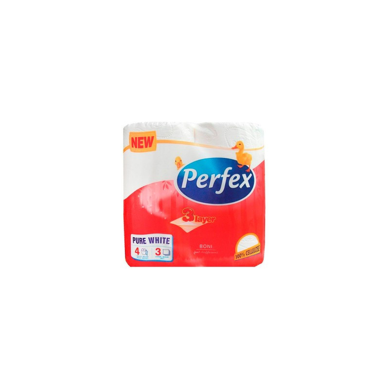 HIRTIE IGIENICA PERFEX 4 ROLE,3 STRATURI, 117 FOI