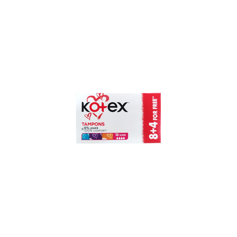 Tampoane igienice Kotex Super (8+4 Gratis) buc.